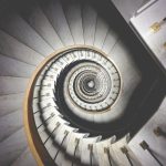 photo of spiral white stairs